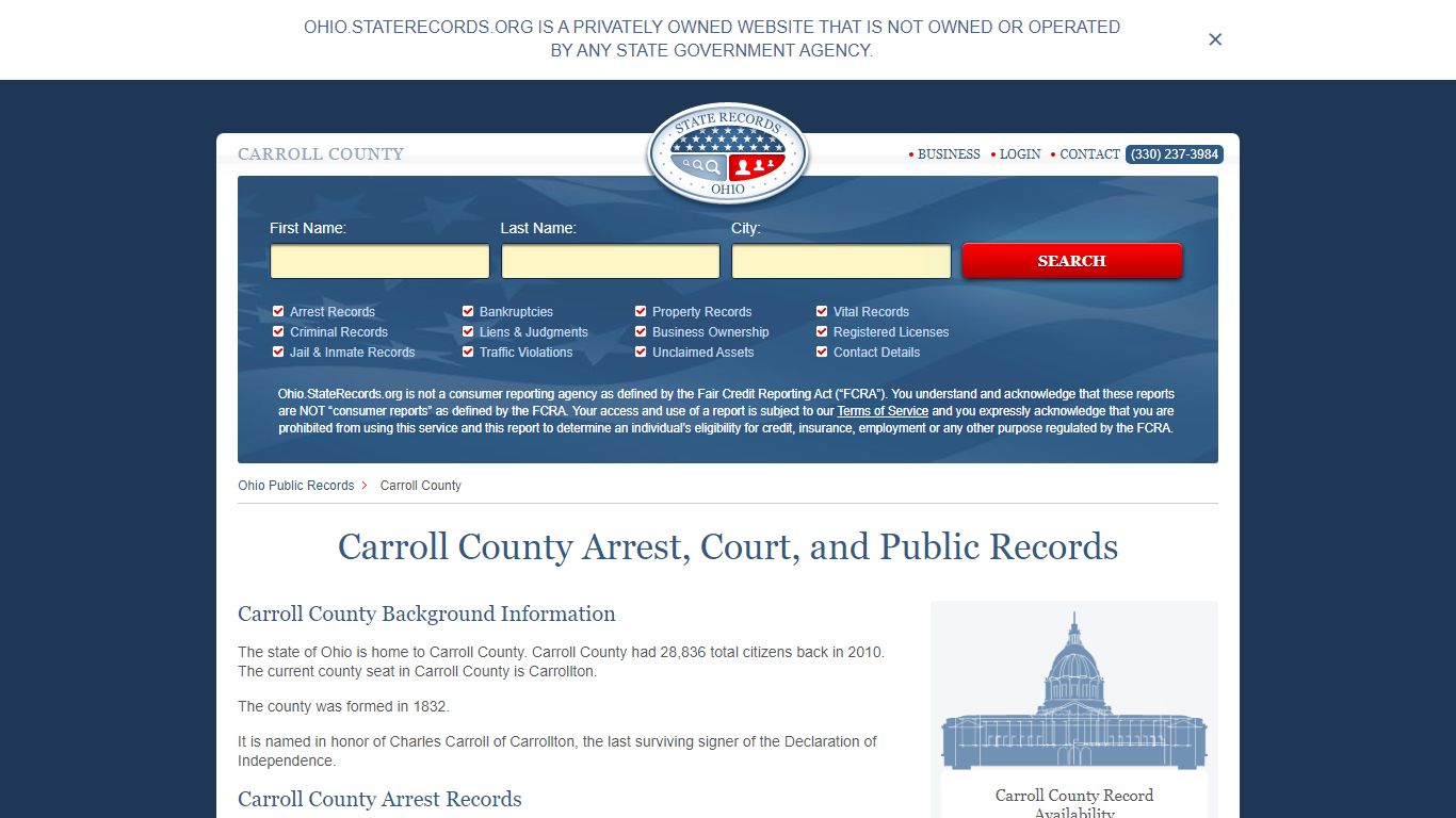 Carroll County Arrest, Court, and Public Records